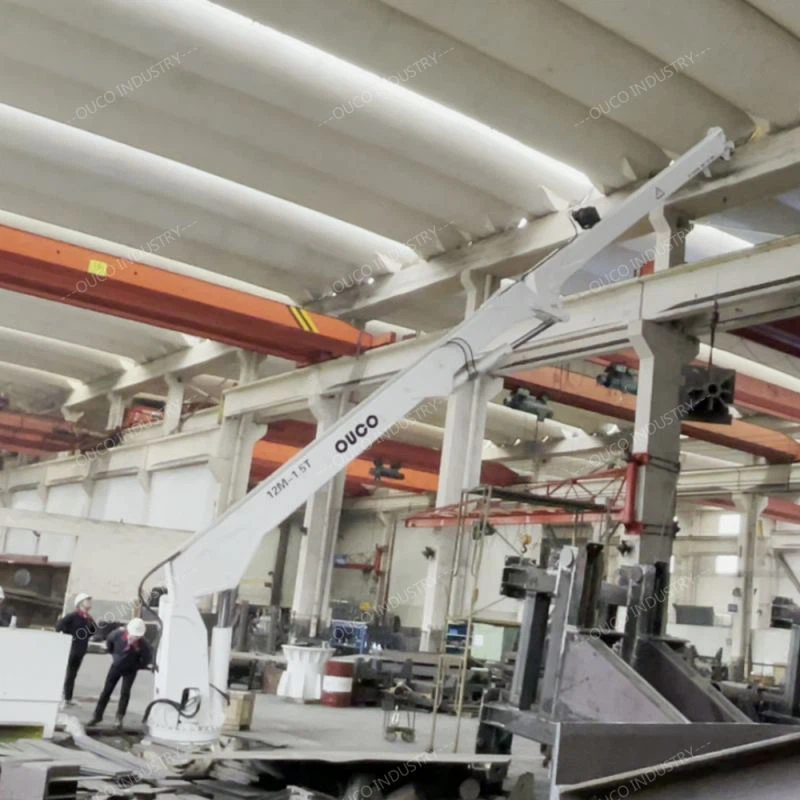1.5T12M tilpasset knækbomkran til skibsværft, trådløs fjernbetjeningskran
